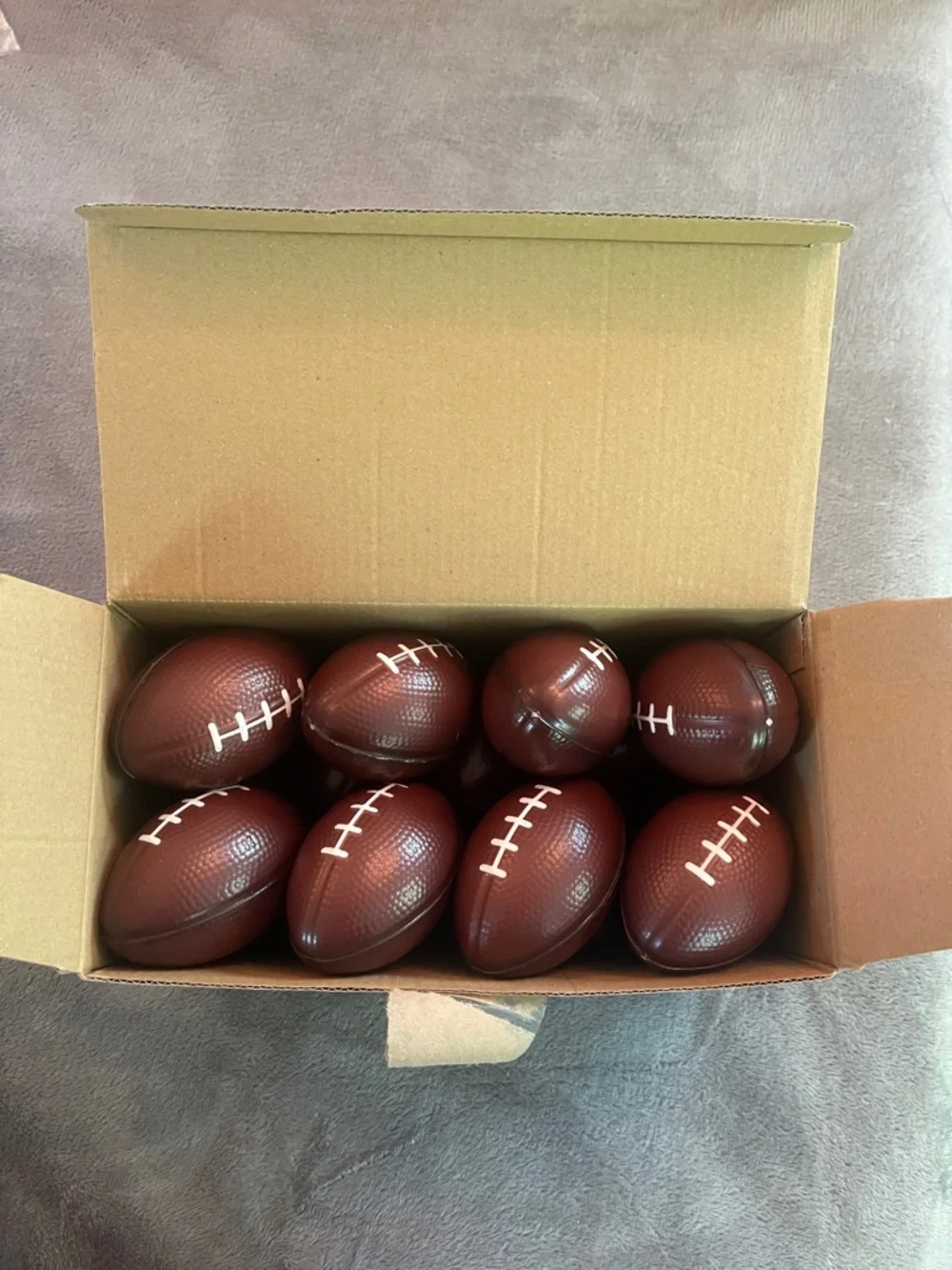Pack of 13 Brown Mini squeeze foam Footballs party favors fidget toys new in box
